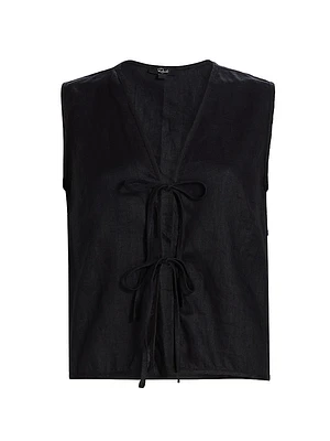 Oregon Linen Tie-Front Tank