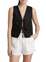 Oregon Linen Tie-Front Tank