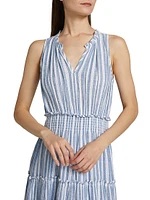 Loulou Striped Linen-Blend Midi-Dress