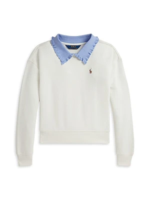 Girl's Ruffle-Trim Collar Sweatshirt