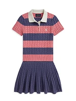 Little Girl's & 2-Piece Cable-Knit Cotton Shirt Skirt Set