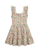 Little Girl's & Floral Ruffle-Trim Dress