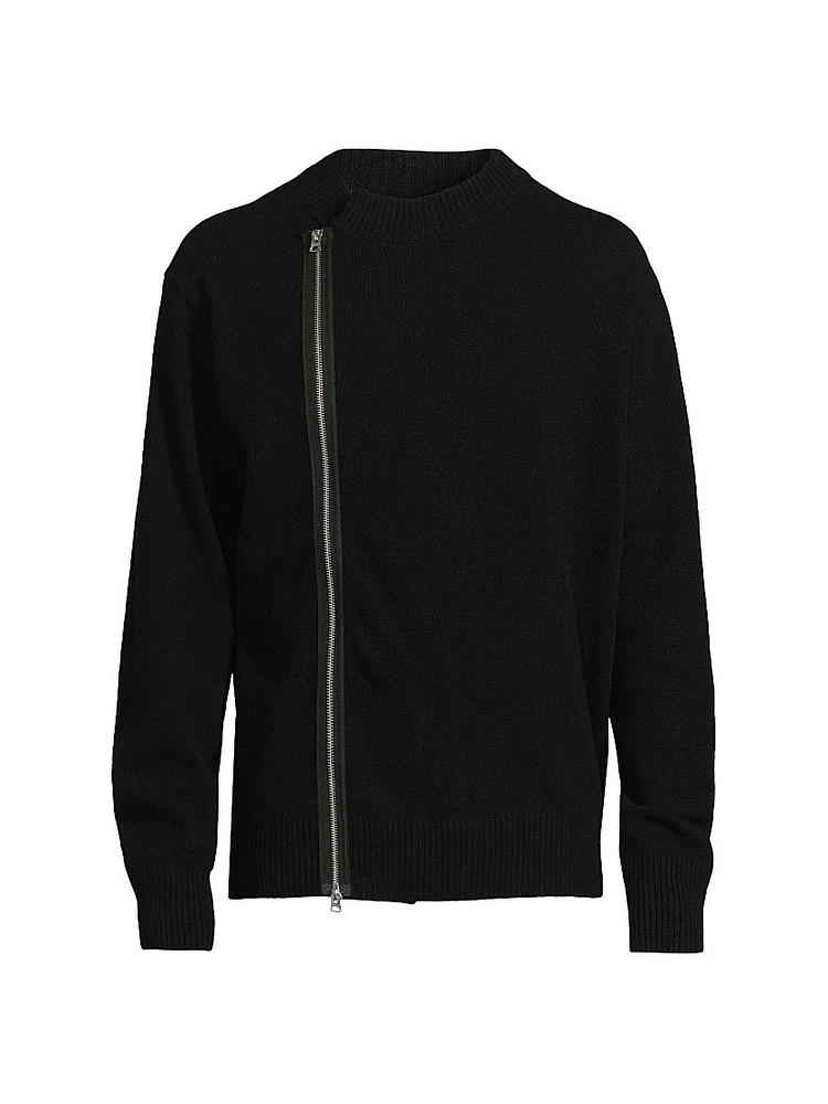 Wool Zip-Front Cardigan