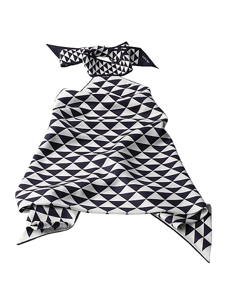 Printed Silk Twill Halter Top