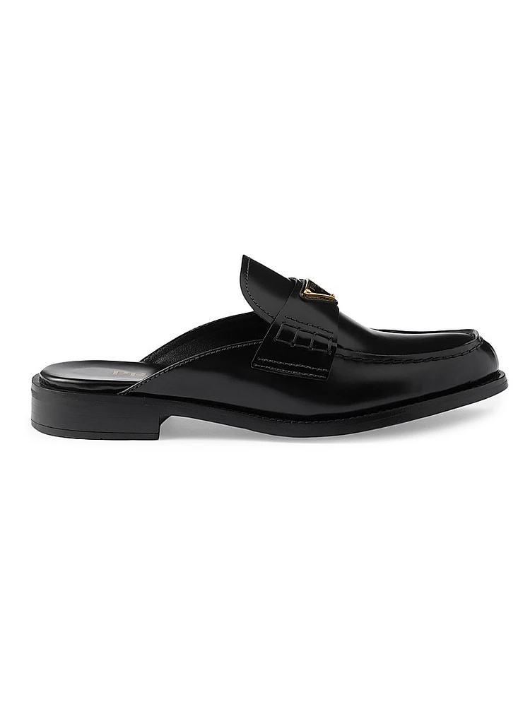 Brushed Leather Mules