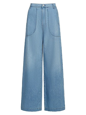 Mecox Beach Cotton High-Rise Wide-Leg Jeans