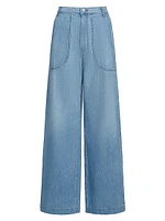 Mecox Beach Cotton High-Rise Wide-Leg Jeans