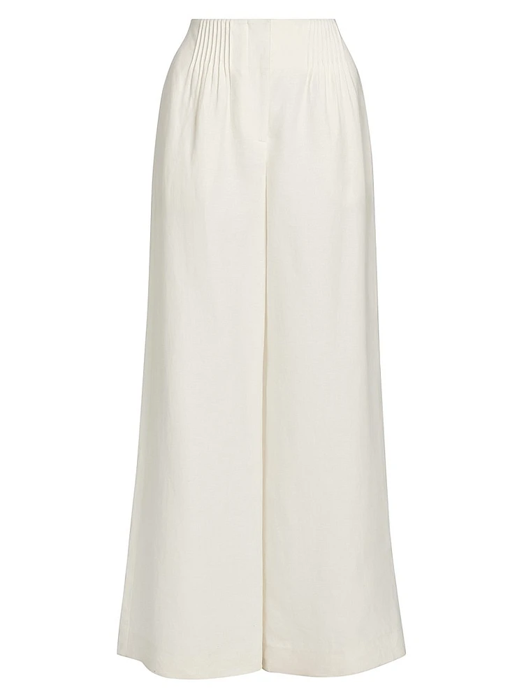 Mini-Pleat Linen Trousers