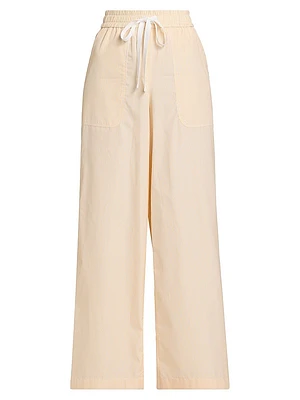 Main St Cotton Wide-Leg Drawstring Pants