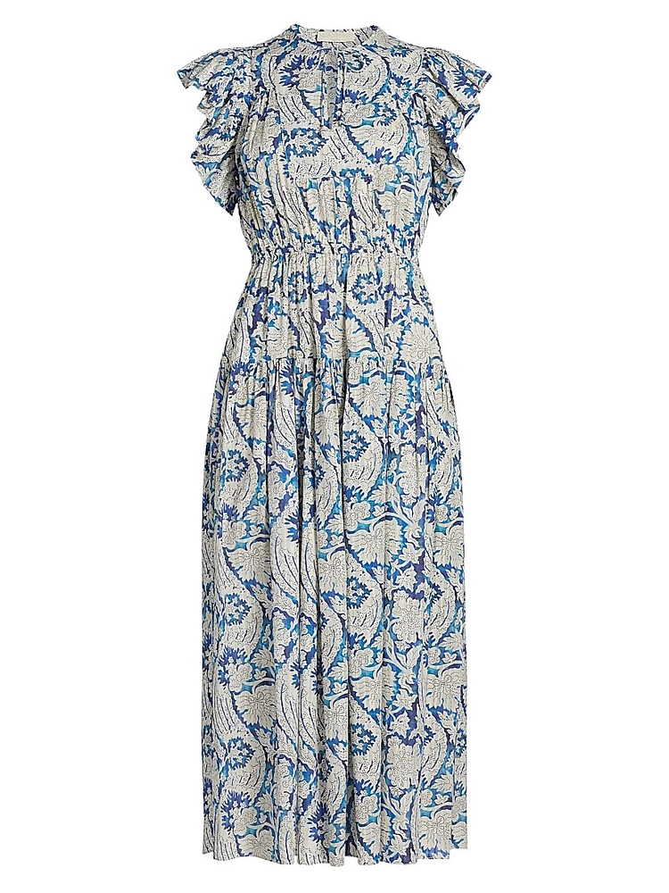 Kairi Flutter-Sleeve Midi-Dress
