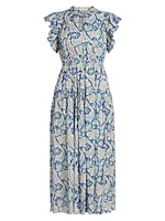 Kairi Flutter-Sleeve Midi-Dress