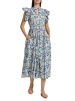 Kairi Flutter-Sleeve Midi-Dress