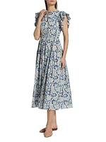 Kairi Flutter-Sleeve Midi-Dress