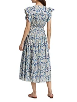 Kairi Flutter-Sleeve Midi-Dress