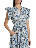 Kairi Flutter-Sleeve Midi-Dress