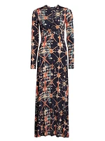 Naia Ruched Printed Jersey Maxi Dress