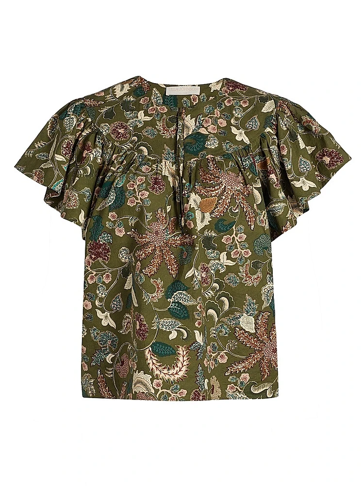 Perline Printed Cotton Poplin Blouse
