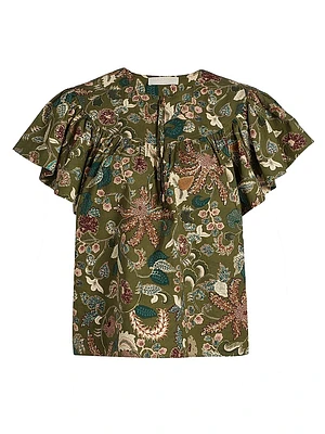 Perline Printed Cotton Poplin Blouse