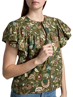 Perline Printed Cotton Poplin Blouse