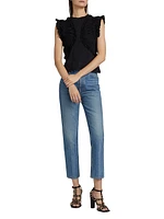 Val Ruffled Cotton Jersey Top