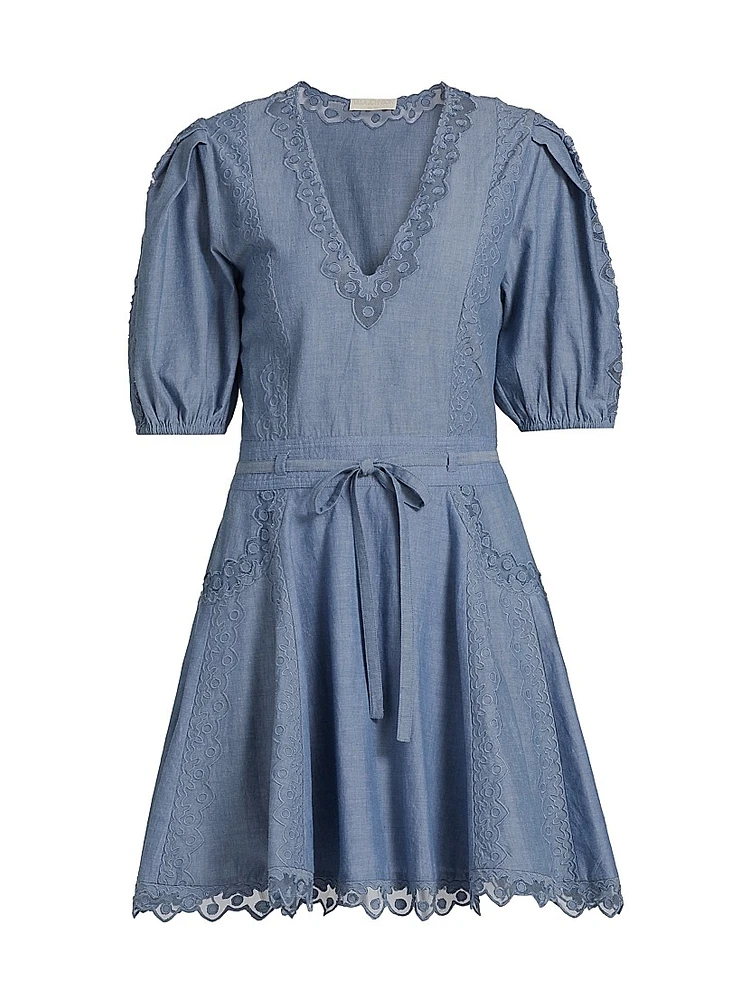 Camila Lace-Trim Cotton A-Line Minidress