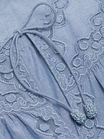 Effie Lace-Trim Cotton Flutter-Sleeve Top