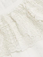Esther Pleated Lace-Trim Cotton Blouse
