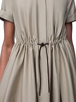 Drawstring-Waist Short-Sleeve Bubble Minidress