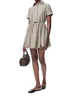 Drawstring-Waist Short-Sleeve Bubble Minidress