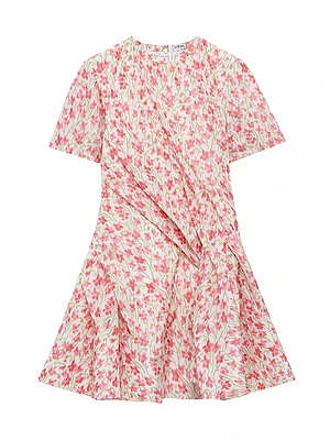Twisted Floral Short-Sleeve Minidress