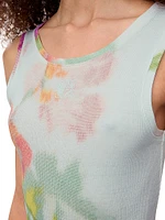 Floral Logo Embroidered Silk-Cotton Tank Maxi Dress