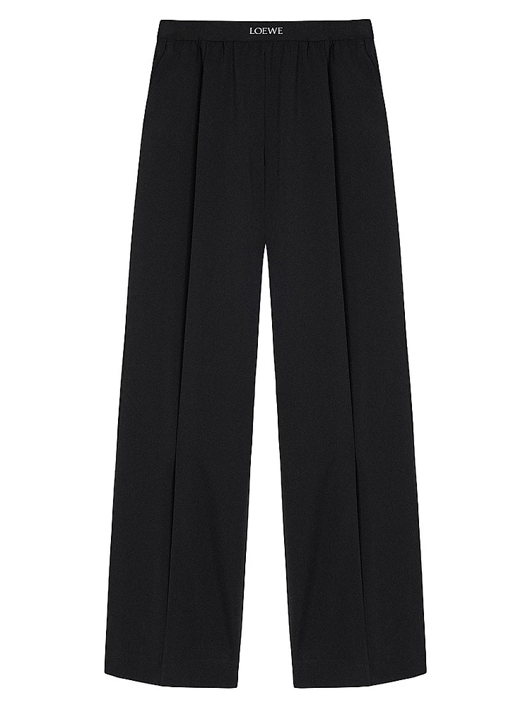 Creased-Front Wool-Blend Trousers