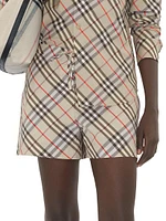 Check Cotton Pajama Shorts