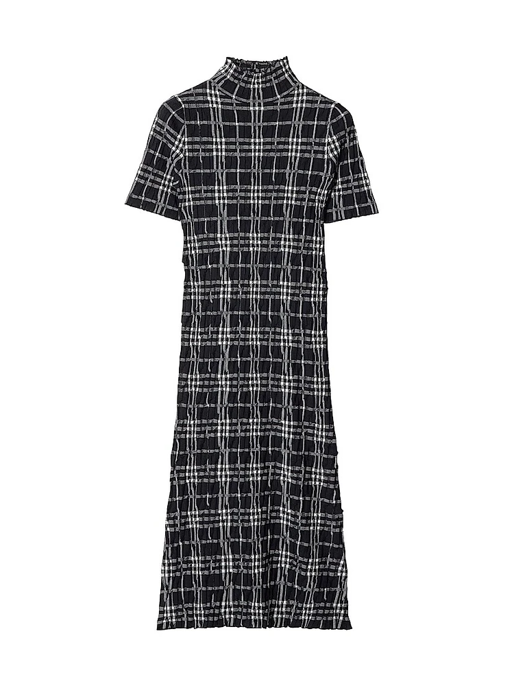 Check Wool-Blend Midi-Dress