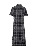 Check Wool-Blend Midi-Dress