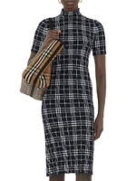 Check Wool-Blend Midi-Dress