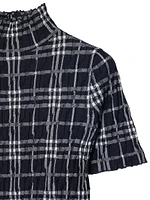 Check Wool-Blend Midi-Dress