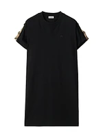 Check Trim Cotton T-Shirt Minidress