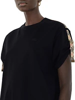 Check Trim Cotton T-Shirt Minidress