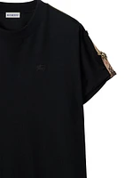 Check Trim Cotton T-Shirt Minidress
