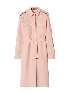 Check Twill Midi-Shirtdress