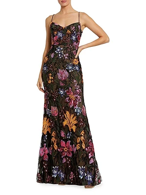 Embellished Floral Lace Sweetheart Gown