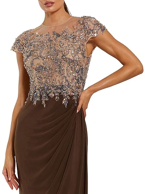 Evening Crystal-Embellished Jersey Gown