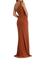 Ieena 1 Jersey One-Shoulder Tie-Waist Gown