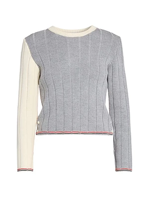 Fun Mix Ladder-Stitch Wool Sweater