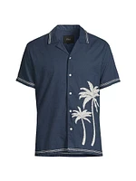 Gibson Palm Embroidered Linen-Blend Shirt