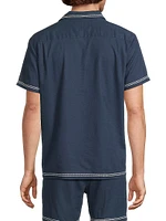 Gibson Palm Embroidered Linen-Blend Shirt