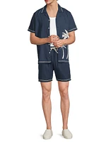 Gibson Palm Embroidered Linen-Blend Shirt