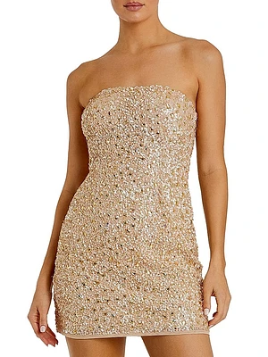 Sequined Bandeau Sheath Minidress