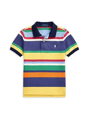 Little Boy's & Striped Mesh Polo Shirt